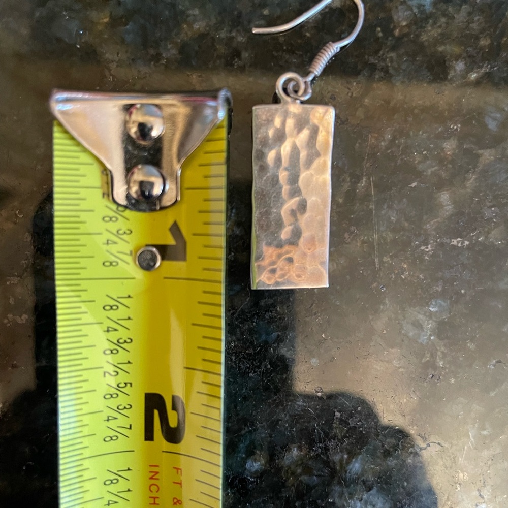 Sterling Silver Rectangle Dangle Earrings - image 4